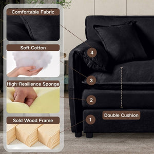 English Elm Oversized Chenille Cloud Loveseat Set Deep Seat Modular Sofa for Living Room Comfort W3163S00088