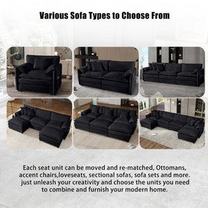 English Elm Oversized Chenille Cloud Loveseat Set Deep Seat Modular Sofa for Living Room Comfort W3163S00088