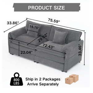 English Elm Oversized Chenille Loveseat with Deep Seat Modular Cloud Sofa for Modern Living Spaces W3163S00089