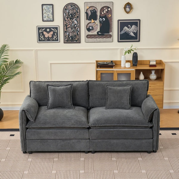 English Elm Oversized Chenille Loveseat with Deep Seat Modular Cloud Sofa for Modern Living Spaces W3163S00089