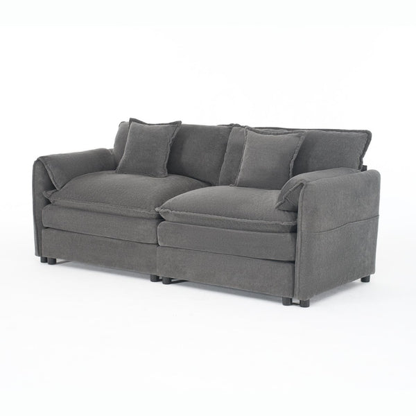 English Elm Oversized Chenille Loveseat with Deep Seat Modular Cloud Sofa for Modern Living Spaces W3163S00089