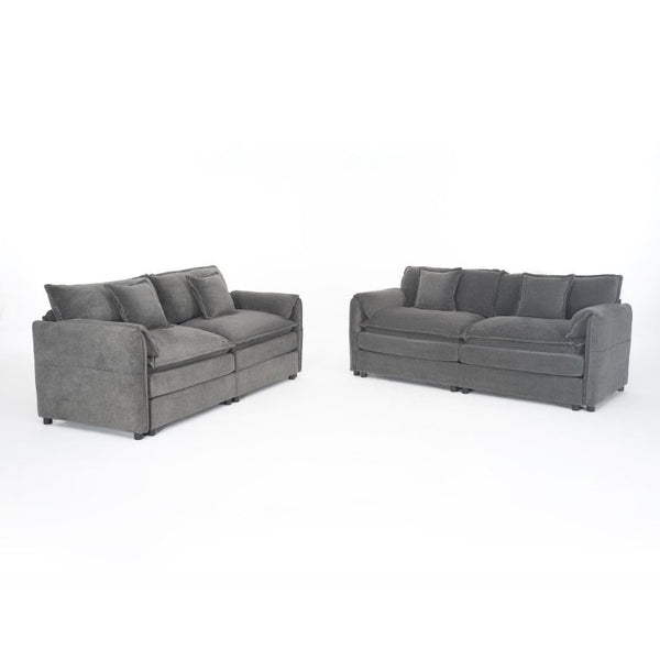 English Elm Oversized Chenille Cloud Loveseat Set Modular Deep Seat Sofa for Living Room Grey W3163S00092