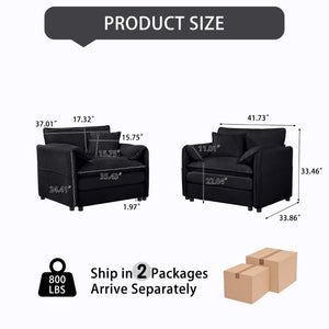English Elm Oversized Chenille Accent Chairs Set of Two with Deep Foam Seat for Modern Living Rooms Black W3163S00093
