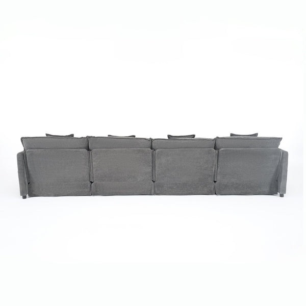 English Elm Modular U Shaped Sectional Sofa Deep Seat Chenille Cloud Couch with Two Ottomans W3163S00098