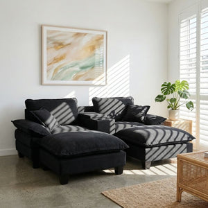 English Elm Modular Cloud Sofa Chenille Sectional with Storage Cup Holders and Usb Charging W3163S00131