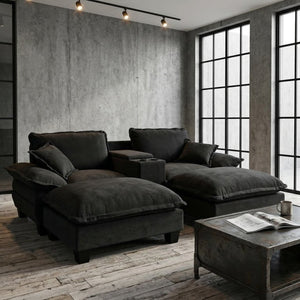 English Elm Modular Cloud Sofa Chenille Sectional with Storage Cup Holders and Usb Charging W3163S00131