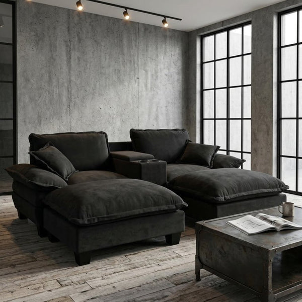 English Elm Modular Cloud Sofa Chenille Sectional with Storage Cup Holders and Usb Charging W3163S00131