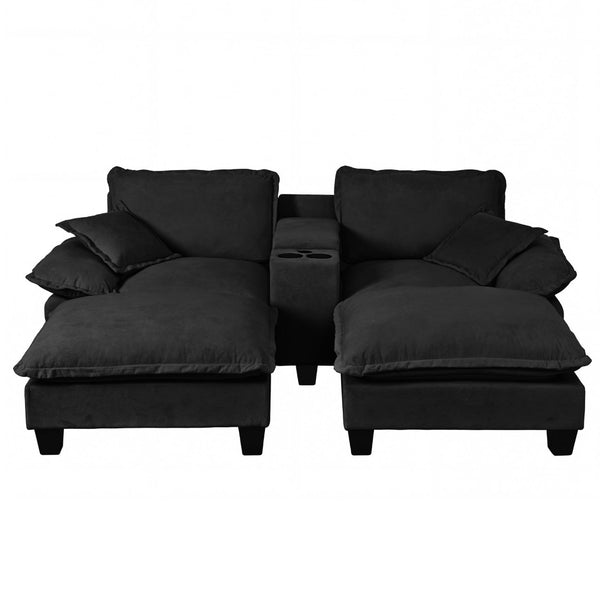 English Elm Modular Cloud Sofa Chenille Sectional with Storage Cup Holders and Usb Charging W3163S00131