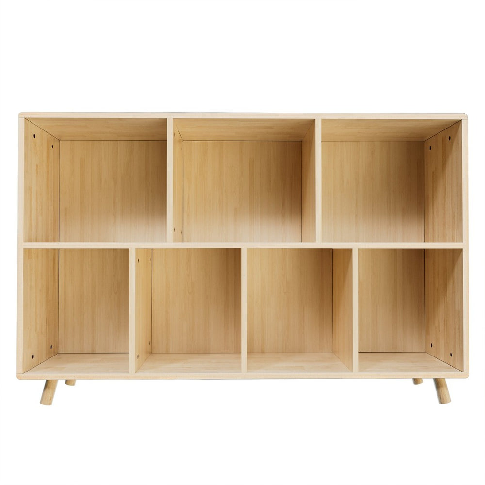 English Elm Wooden Pine 7 Cube Two Tier Open Bookcase with Raised Legs for Office or Living Room W3166P433587