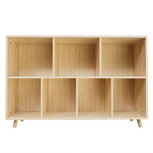 English Elm Wooden Pine 7 Cube Two Tier Open Bookcase with Raised Legs for Office or Living Room W3166P433587