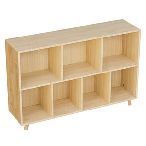 English Elm Wooden Pine 7 Cube Two Tier Open Bookcase with Raised Legs for Office or Living Room W3166P433587
