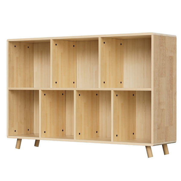 English Elm Wooden Pine 7 Cube Two Tier Open Bookcase with Raised Legs for Office or Living Room W3166P433587