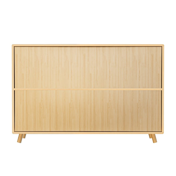 English Elm Wooden Pine 7 Cube Two Tier Open Bookcase with Raised Legs for Office or Living Room W3166P433587