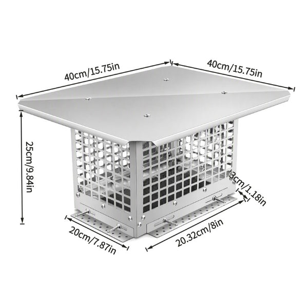 English Elm Stainless Steel Chimney Cap with Adjustable Base Rust Resistant Flue Cover for Fireplaces W3167P389793
