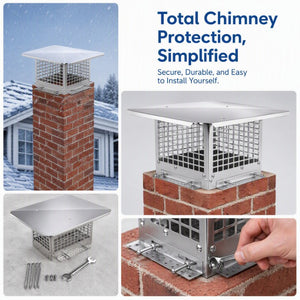 English Elm Stainless Steel Chimney Cap with Adjustable Base Rust Resistant Flue Cover for Fireplaces W3167P389793
