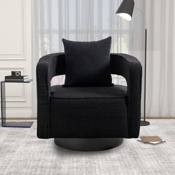 English Elm W1115-B-Blc Chenille Swivel Accent Chair for Small Spaces Bedroom or Living Room W3188P346862