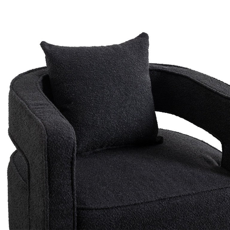 English Elm W1115-B-Blc Chenille Swivel Accent Chair for Small Spaces Bedroom or Living Room W3188P346862