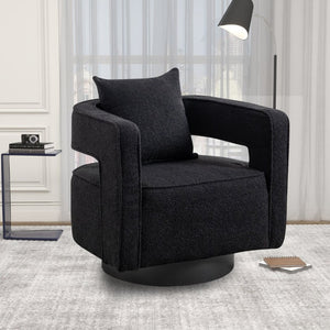 English Elm W1115-B-Blc Chenille Swivel Accent Chair for Small Spaces Bedroom or Living Room W3188P346862