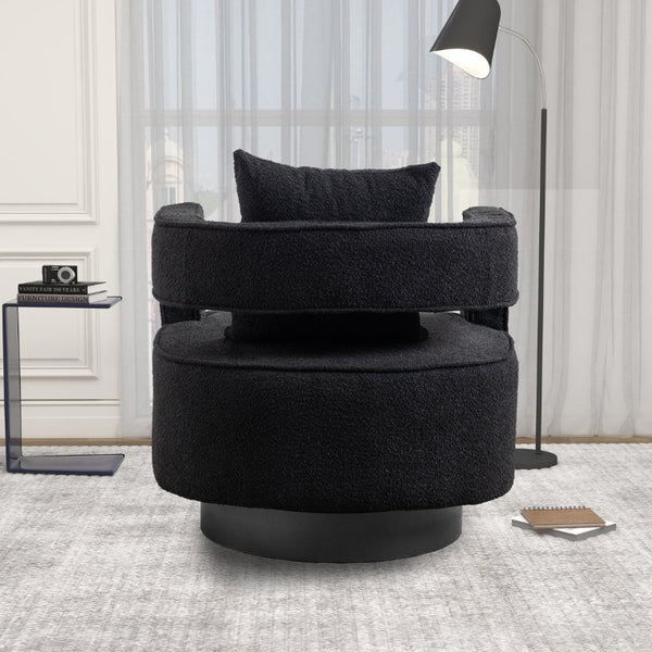 English Elm W1115-B-Blc Chenille Swivel Accent Chair for Small Spaces Bedroom or Living Room W3188P346862