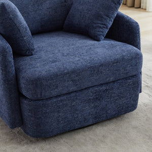English Elm 40.55W Oversized Swivel Club Chair Chenille Upholstered Round Lounge Seat for Living Rooms Navy W3189P514995