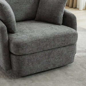 English Elm 40.55W Oversized Swivel Club Chair Chenille Upholstered Round Lounge Seat for Living Rooms Charcoal W3189P514996
