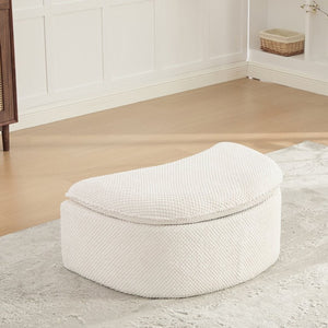 English Elm 34.45W Moon-Shaped Pineapple Lattice Ottoman Footrest for Living Room or Bedroom Beige W3189P526066