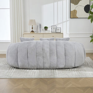 English Elm 74.8 Inch Faux Fur Cloud Loveseat with Sculptural Petal Back and Deep Foam Cushioning Gray W3189P526070