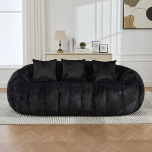 English Elm 74.8 Inch Faux Fur Cloud Loveseat Sculptural Petal Frameless Foam Plush Lounge Sofa W3189P526071