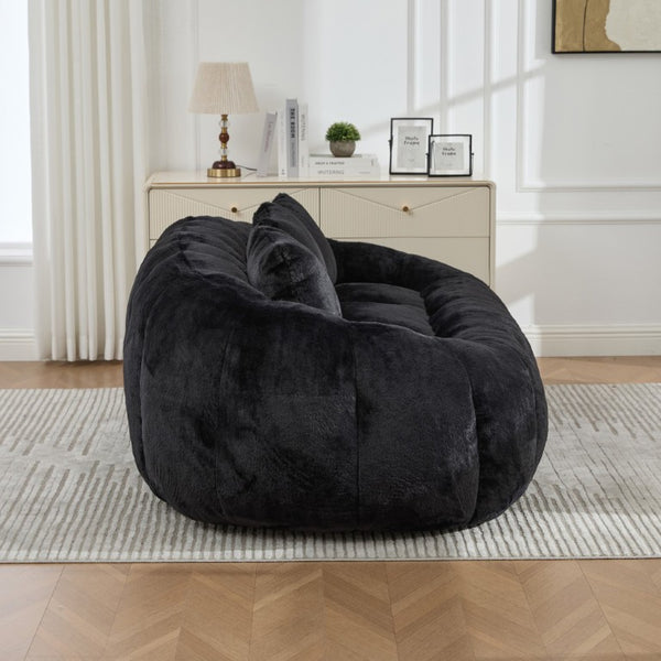 English Elm 74.8 Inch Faux Fur Cloud Loveseat Sculptural Petal Frameless Foam Plush Lounge Sofa W3189P526071
