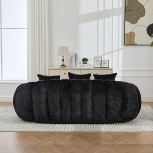 English Elm 74.8 Inch Faux Fur Cloud Loveseat Sculptural Petal Frameless Foam Plush Lounge Sofa W3189P526071