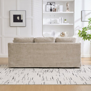 English Elm 83.86" Wide Chenille Three Seater Sofa Deep Cushioned Seat for Living Room Comfort Wheat W3189S00036