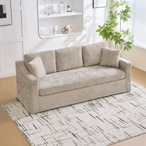 English Elm 83.86" Wide Chenille Three Seater Sofa Deep Cushioned Seat for Living Room Comfort Wheat W3189S00036