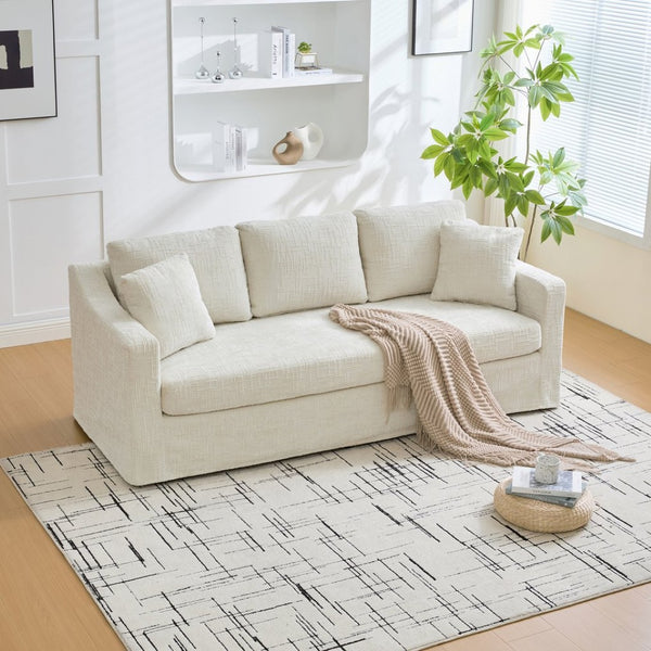 English Elm 83.86" Wide Chenille Three Seater Sofa Deep Cushioned Seat for Living Room Comfort W3189S00037