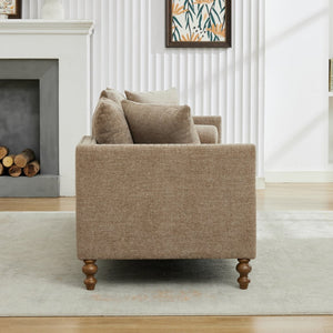 English Elm 75.2'' Chenille Upholstered Chaise Lounge Daybed with Brass Nailheads and Pocket Spring Cushion Taupe W3189S00051