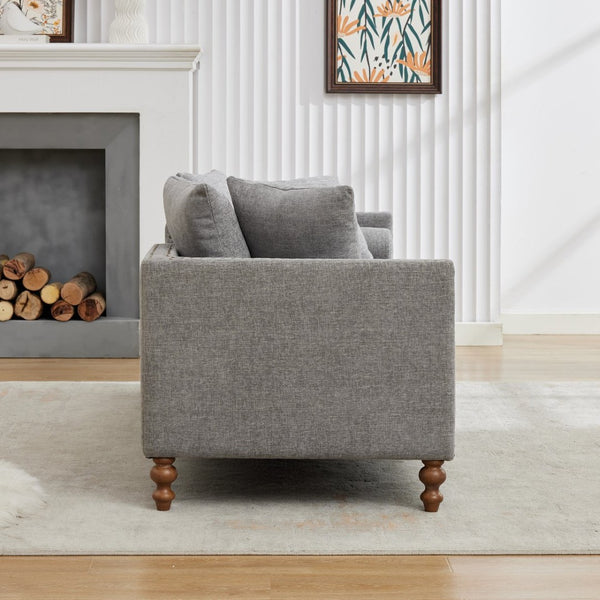 English Elm 75.2'' Chenille Upholstered Chaise Lounge Daybed with Brass Nailheads and Pocket Spring Cushion Gray W3189S00052