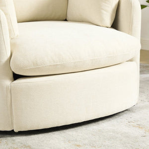 English Elm 42.52W Chenille Swivel Barrel Chair with Pocket Spring Seat and Lumbar Pillow Support Beige W3189S00053