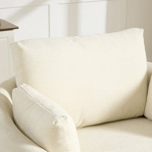 English Elm 42.52W Chenille Swivel Barrel Chair with Pocket Spring Seat and Lumbar Pillow Support Beige W3189S00053