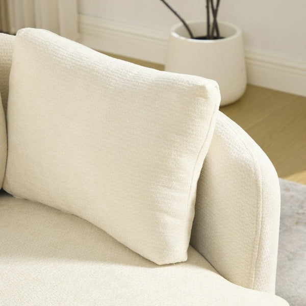 English Elm 42.52W Chenille Swivel Barrel Chair with Pocket Spring Seat and Lumbar Pillow Support Beige W3189S00053