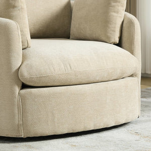 English Elm 42.52W Chenille Swivel Barrel Chair with Pocket Spring Seat and Lumbar Pillow Support Taupe W3189S00054
