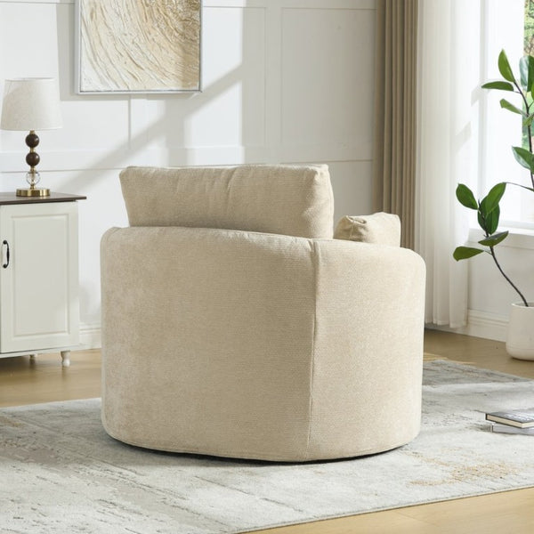 English Elm 42.52W Chenille Swivel Barrel Chair with Pocket Spring Seat and Lumbar Pillow Support Taupe W3189S00054