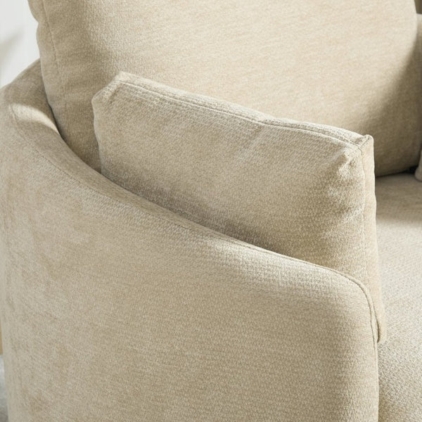 English Elm 42.52W Chenille Swivel Barrel Chair with Pocket Spring Seat and Lumbar Pillow Support Taupe W3189S00054