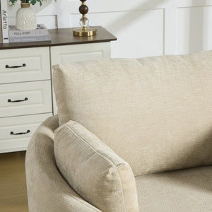 English Elm 42.52W Chenille Swivel Barrel Chair with Pocket Spring Seat and Lumbar Pillow Support Taupe W3189S00054