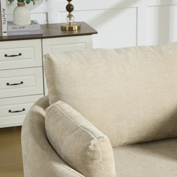 English Elm 42.52W Chenille Swivel Barrel Chair with Pocket Spring Seat and Lumbar Pillow Support Taupe W3189S00054