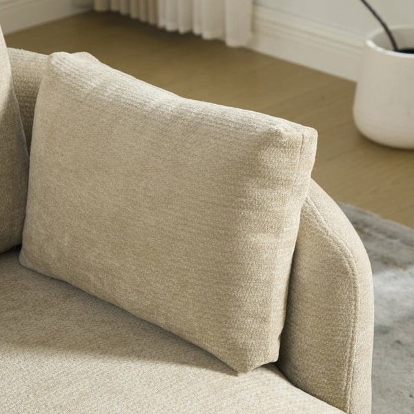 English Elm 42.52W Chenille Swivel Barrel Chair with Pocket Spring Seat and Lumbar Pillow Support Taupe W3189S00054