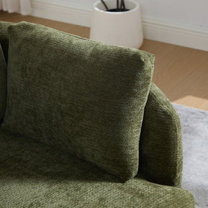 English Elm 42.52W Chenille Swivel Barrel Chair with Pocket Spring Seat and Lumbar Pillow Support Green W3189S00055