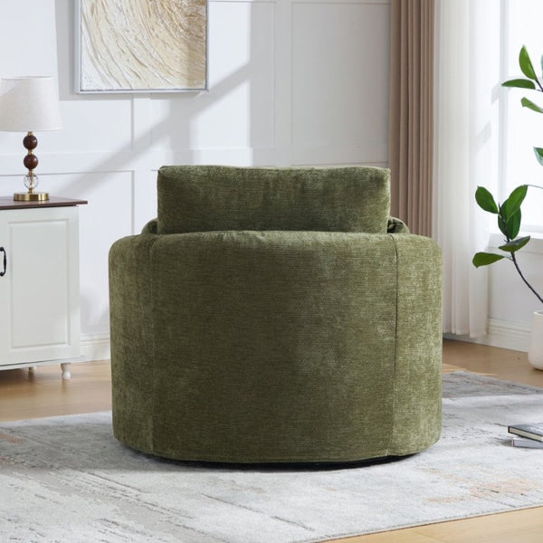 English Elm 42.52W Chenille Swivel Barrel Chair with Pocket Spring Seat and Lumbar Pillow Support Green W3189S00055