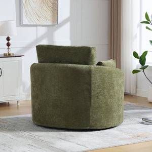 English Elm 42.52W Chenille Swivel Barrel Chair with Pocket Spring Seat and Lumbar Pillow Support Green W3189S00055