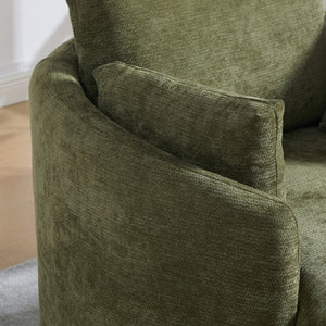 English Elm 42.52W Chenille Swivel Barrel Chair with Pocket Spring Seat and Lumbar Pillow Support Green W3189S00055