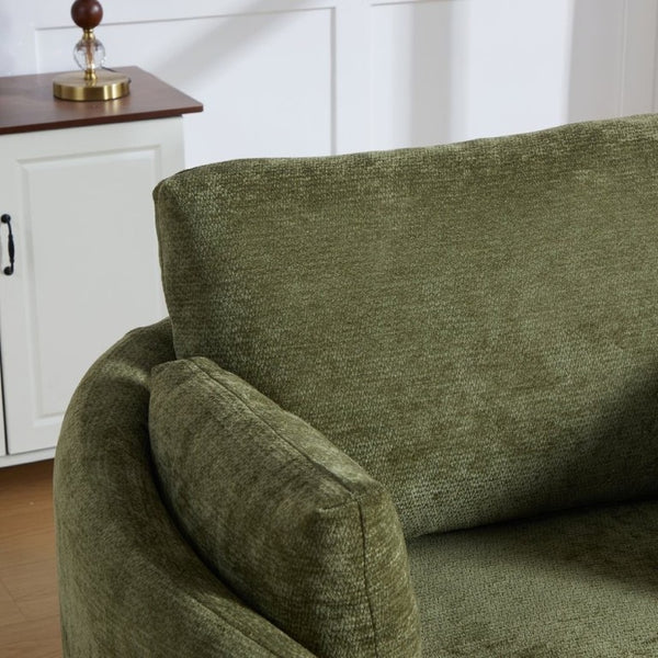 English Elm 42.52W Chenille Swivel Barrel Chair with Pocket Spring Seat and Lumbar Pillow Support Green W3189S00055