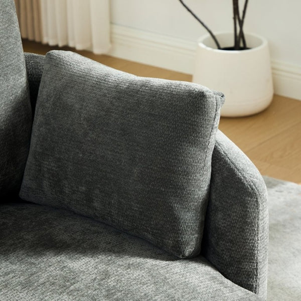 English Elm 42.52W Chenille Swivel Barrel Chair with Pocket Spring Seat and Lumbar Pillow Support Charcoal W3189S00056